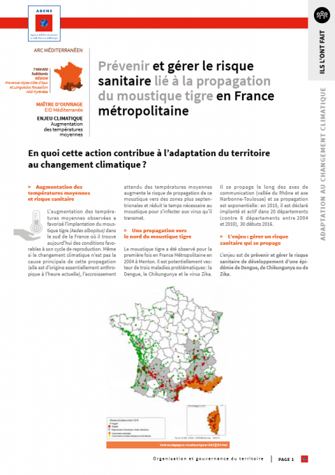 Prévenir et gérer le risque sanitaire lié à la propagation du moustique tigre en France métropolitaine