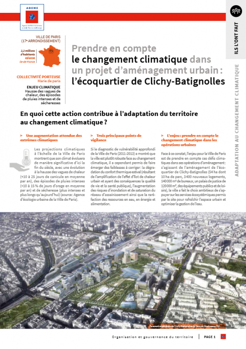 Prendre en compte le changement climatique dans un projet d’aménagement urbain : l’écoquartier de Clichy-Batignolles