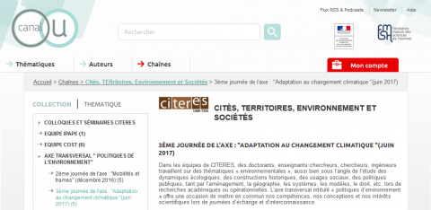 CItés, TERritoires, Environnement et Sociétés - Chaînes - Canal-U