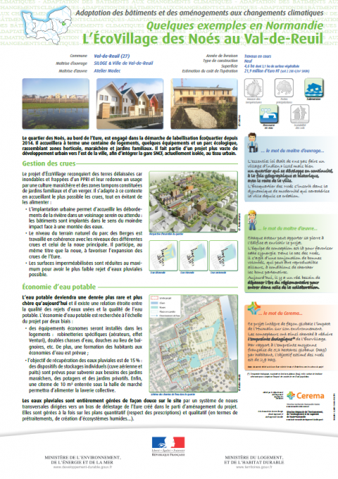 Adaptation des bâtiments et des aménagements aux changements climatiques : L’Ecovillage des Noés au Val-du-Reuil