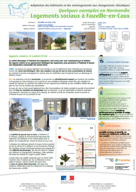 Adaptation des bâtiments et des aménagements aux changements climatiques : Quelques exemples en Normandie Logement sociaux à Fauville-en-Caux