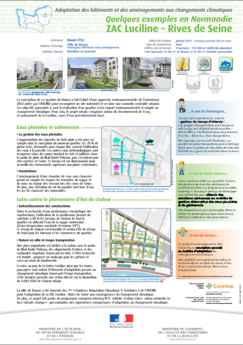Adaptation des bâtiments et des aménagements aux changements climatiques : Quelques exemples en Normandie ZAC Luciline – Rives de Seine