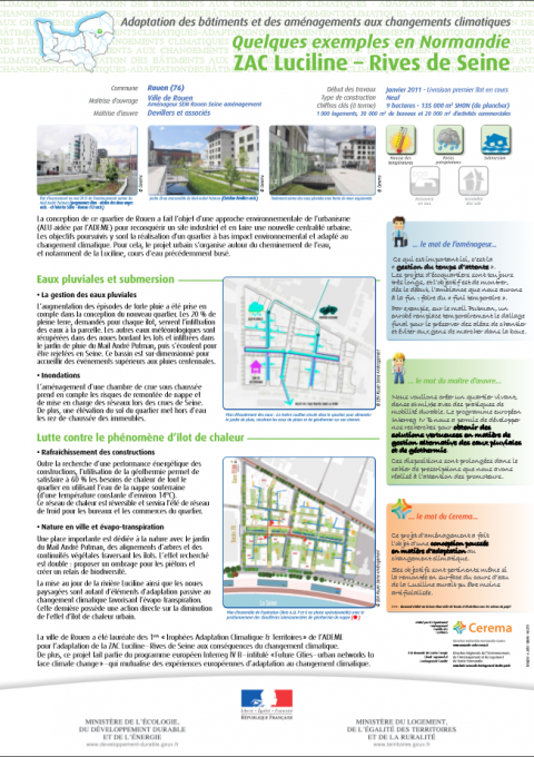 Adaptation des bâtiments et des aménagements aux changements climatiques : Quelques exemples en Normandie  ZAC Luciline – Rives de Seine