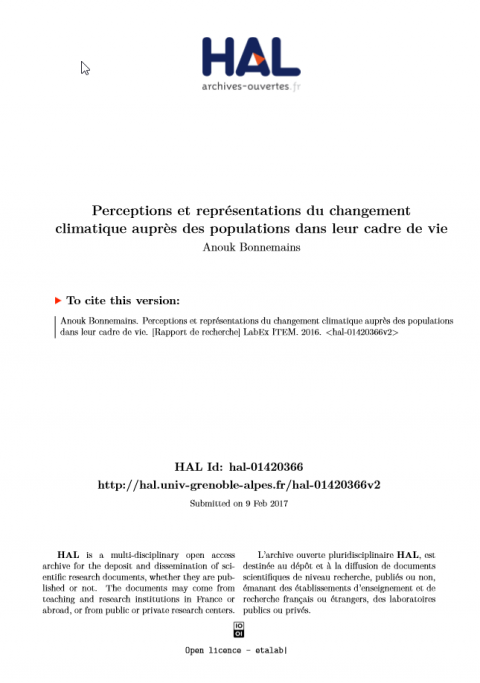 Perceptions et représentations du changement climatique auprès des populations dans leur cadre de vie