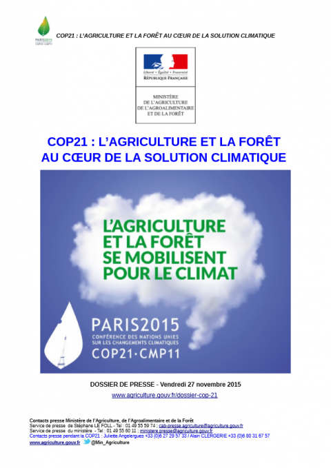 COP21 : L'agriculture et la forêt au coeur de la solution climatique