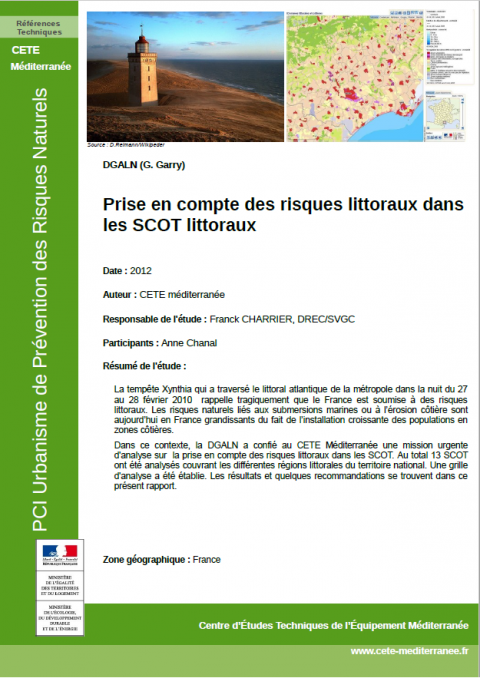 Prise en compte des risques littoraux dans les SCOT littoraux