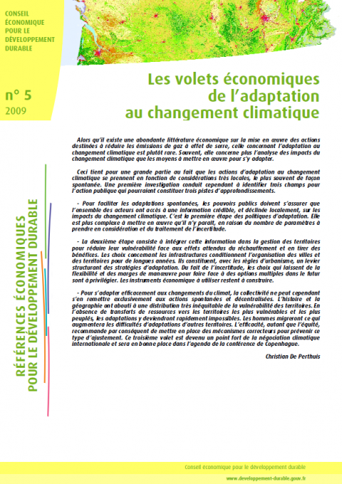 Les volets économiques de l’adaptation au changement climatique