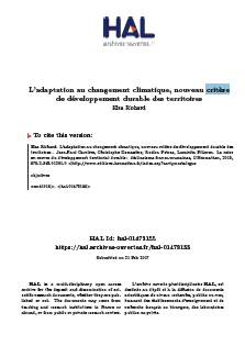 L’adaptation au changement climatique, nouveau critère de développement durable des territoires