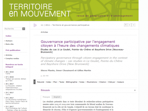Gouvernance participative par l’engagement citoyen à l’heure des changements climatiques
