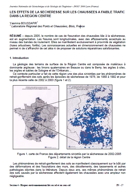 Les effets de la sécheresse sur les chaussées à faible trafic dans la région Centre