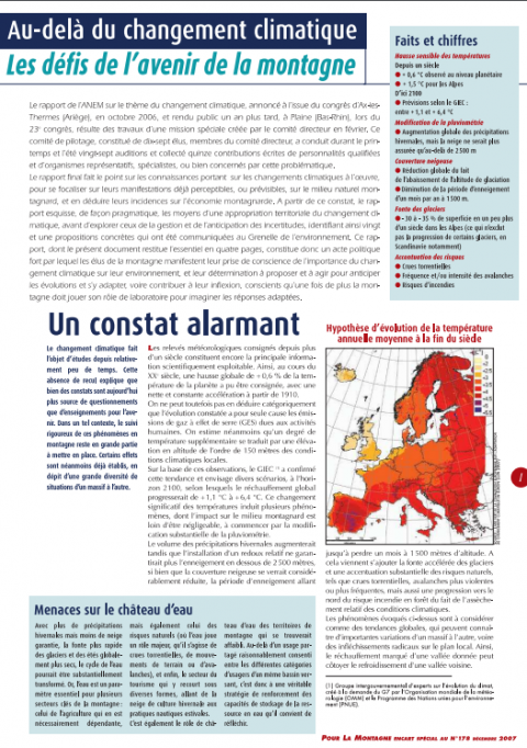 Au-delà du changement climatique, les défis de l'avenir de la montagne - Synthèse