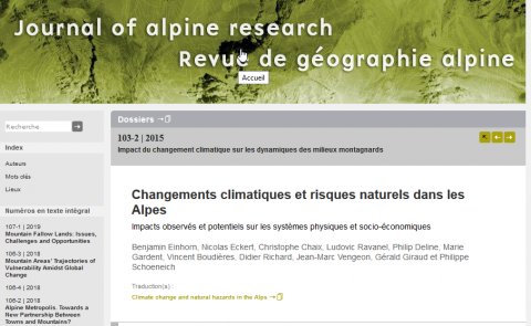 Changements climatiques et risques naturels dans les Alpes: Impacts observés et potentiels sur les systèmes physiques et socio-économiques