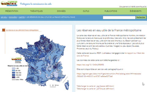 Les réserves en eau utile de la France métropolitaine