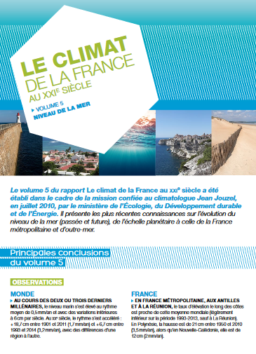 Fiche de présentation du volume 5 : changement climatique et niveau de la mer : de la planète aux côtes françaises
