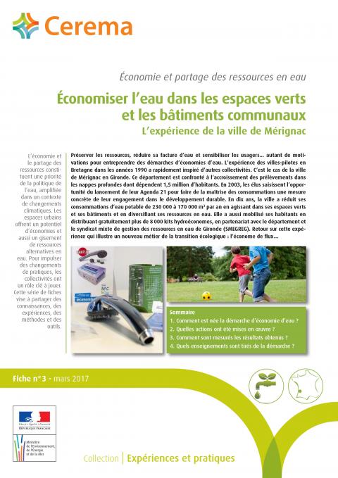 Économiser l’eau dans les espaces verts et les bâtiments communaux _expérience de la ville de Mérignac