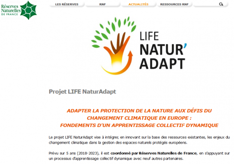 Life Natur'Adapt : Intégrer les enjeux du changement climatique dans la gestion des espaces naturels protégés