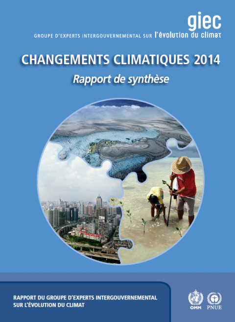 Couverture du rapport du GIEC "Changements climatiques 2014 : rapport de synthèse"