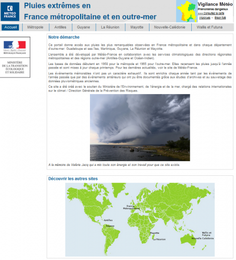 Site des pluies extrêmes de Météo France