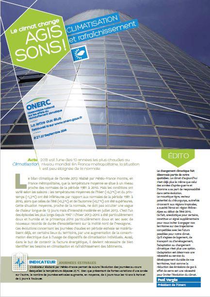 Couverture de la Lettre de l’Onerc n°21 – Climatisation et rafraîchissement, septembre 2014