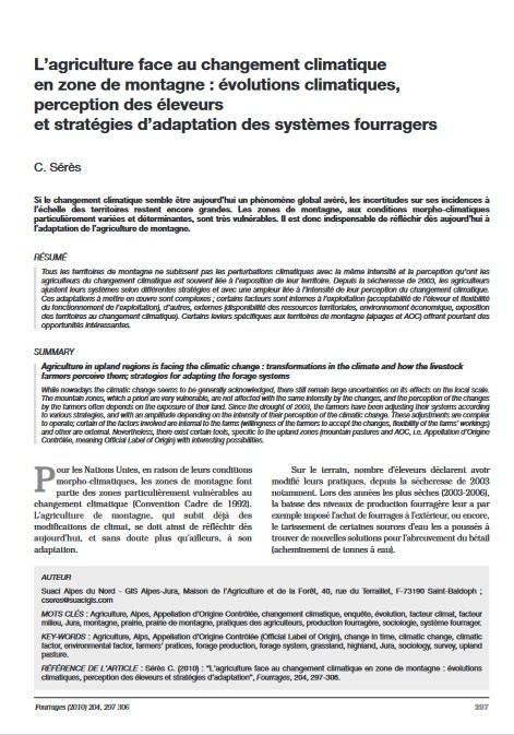 agriculture face au changement climatique en zone de montagne