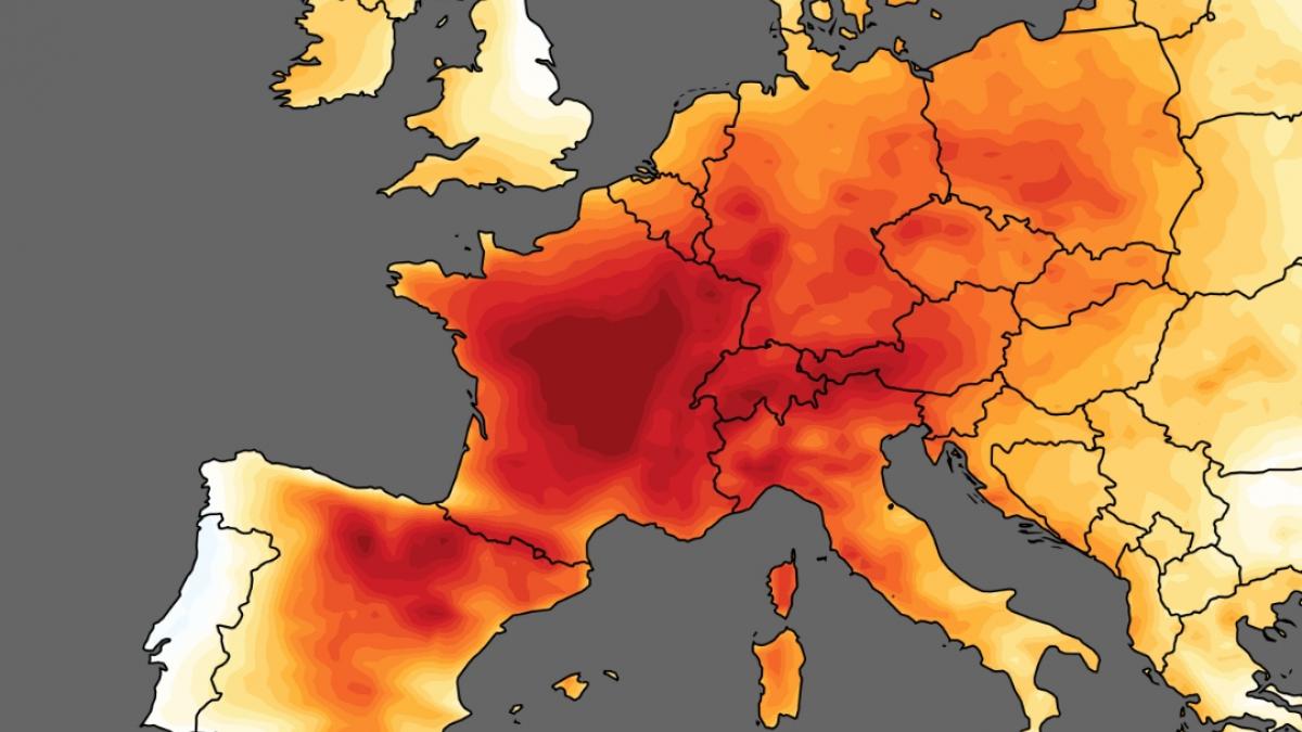 Anomalie de température moyenne à 2 mètres entre le 25 et le 29 juin 2019. Crédits  Copernicus  ECM